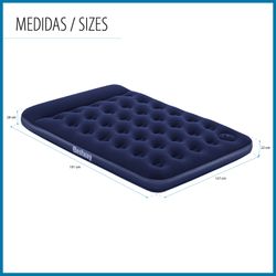 Colchão Inflável Duplo Full Bestway 191x137x22 cm Azul com Almofada Integrada