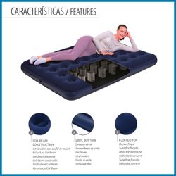 Matelas Gonflable Double Full Bestway 191x137x22 cm Bleu avec Pompe Électrique