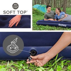 Matelas Gonflable Double Full Bestway 191x137x22 cm Bleu avec Pompe Électrique