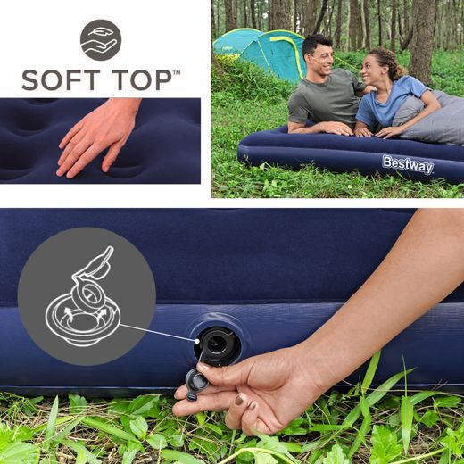 Matelas Gonflable Double Full Bestway 191x137x22 cm Bleu avec Pompe Électrique