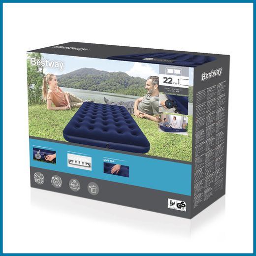Matelas Gonflable Double Full Bestway 191x137x22 cm Bleu avec Pompe Électrique