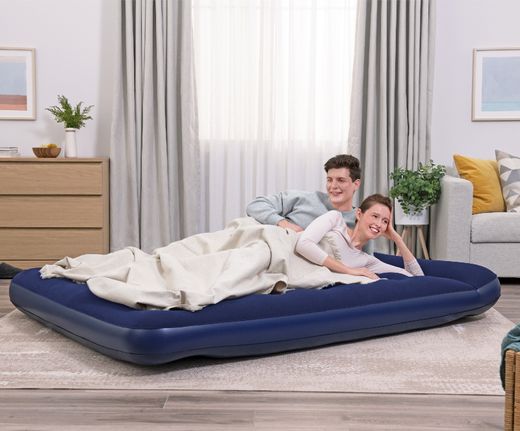 Matelas Gonflable Queen Bestway 203x152x28 cm Bleu avec Tête de Lit Intégrée