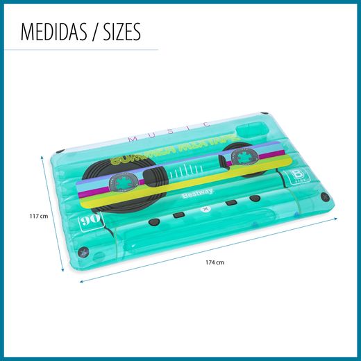 Flotteur Gonflable Bestway Retro Beats 174x117 cm avec Design de Cassette