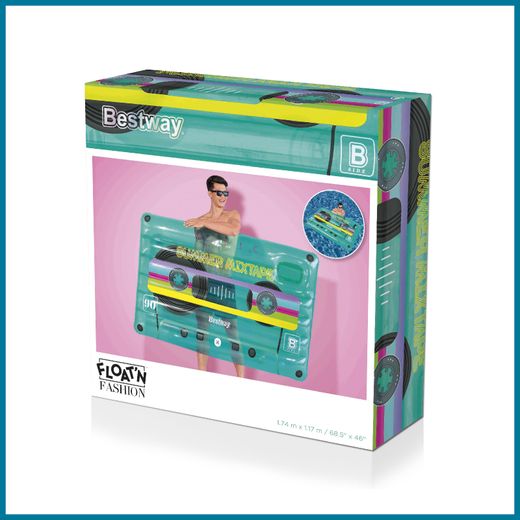Flotteur Gonflable Bestway Retro Beats 174x117 cm avec Design de Cassette