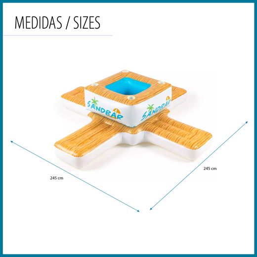 Flotteur Gonflable Bestway SandBar 242x242x67 cm avec Réfrigérateur Intégré et 4 Places