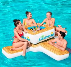 Flotteur Gonflable Bestway SandBar 242x242x67 cm avec Réfrigérateur Intégré et 4 Places