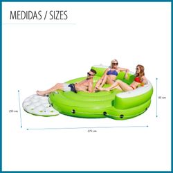 Flotteur gonflable îlot XL Bestway Kick Back 275x255x65 cm pour 5 personnes avec supports à boissons