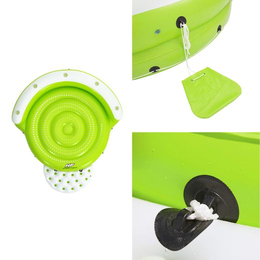 Flotteur gonflable îlot XL Bestway Kick Back 275x255x65 cm pour 5 personnes avec supports à boissons