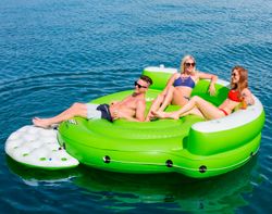 Flotteur gonflable îlot XL Bestway Kick Back 275x255x65 cm pour 5 personnes avec supports à boissons