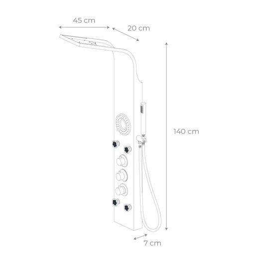 Columna de ducha hidromasaje Lusso Spa K2O, acero inoxidable, grifo termostático