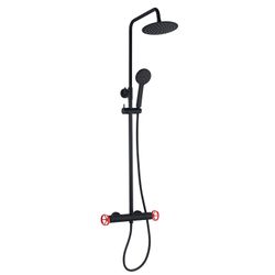 Columna de ducha Chillout Delta K2O, negro/rojo, altura 83-119 cm