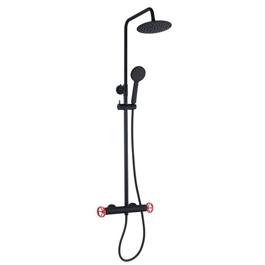 Columna de ducha Chillout Delta K2O, negro/rojo, altura 83-119 cm