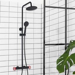 Columna de ducha Chillout Delta K2O, negro/rojo, altura 83-119 cm