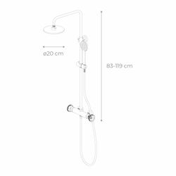 Columna de ducha Chillout Delta K2O, negro/rojo, altura 83-119 cm