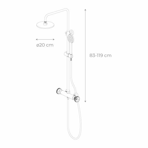 Columna de ducha Chillout Delta K2O, negro/rojo, altura 83-119 cm