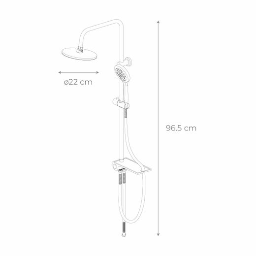 Columna de ducha K2O Chillout Bay 96,5 cm sin grifo, acero inoxidable