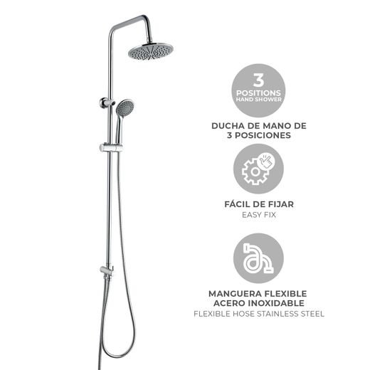 Columna de ducha K2O Chillout Cascade 96,5 cm sin grifo, acero inoxidable