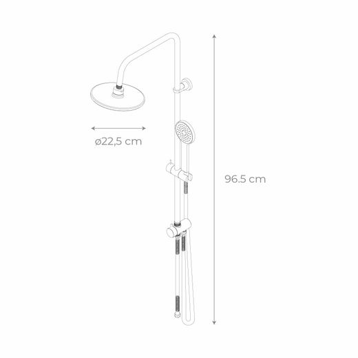 Columna de ducha K2O Chillout Valley 96,5 cm sin grifo, acero inoxidable