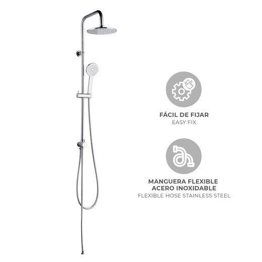 Columna de ducha K2O Chillout Valley 96,5 cm sin grifo, acero inoxidable