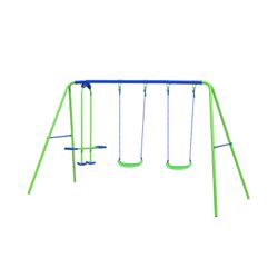 Columpio Doble Balancín Infantil para Jardín + 3 Años Juego para Niños de Metal Outdoor Toys 280x140x180 cm Carga 45 Kg