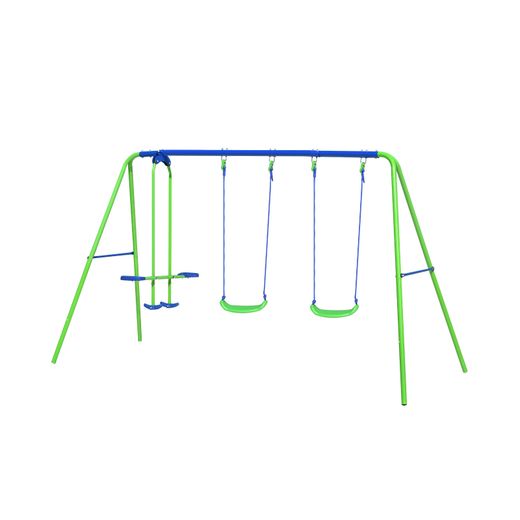 Columpio Doble Balancín Infantil para Jardín + 3 Años Juego para Niños de Metal Outdoor Toys 280x140x180 cm Carga 45 Kg