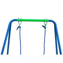 Altalena per bambini, 142 x 142 x 180 cm, in metallo, PVC e corda, colori blu e verde | Collezione Swing