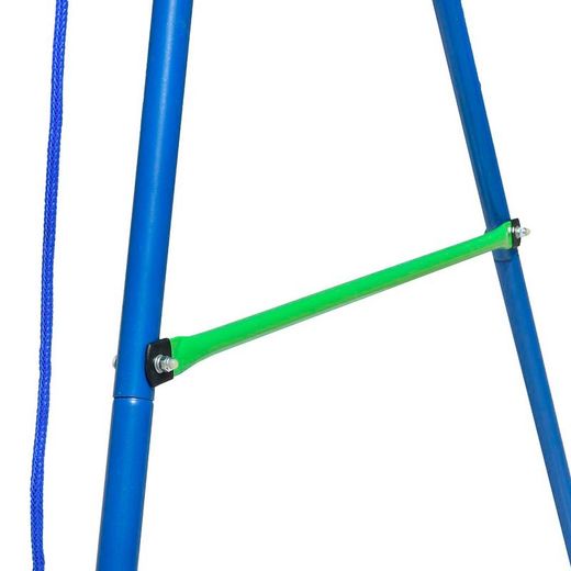 Columpio per bambini, 220 x 138 x 182 cm, in metallo, PVC e corda in blu e verde | Collezione Swing