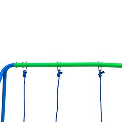Columpio per bambini, 220 x 138 x 182 cm, in metallo, PVC e corda in blu e verde | Collezione Swing