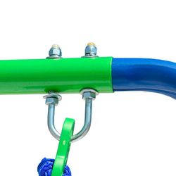 Columpio per bambini, 220 x 138 x 182 cm, in metallo, PVC e corda in blu e verde | Collezione Swing