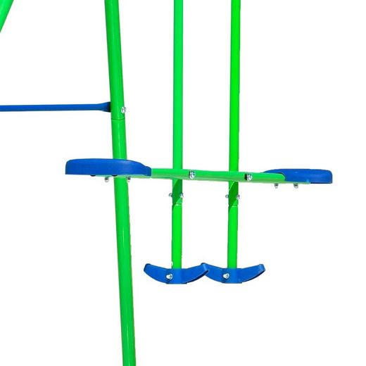 Columpio per bambini, 220 x 140 x 182 cm, in metallo, PVC e corda in verde e blu | Collezione Swing