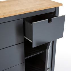 Comò, 100 x 40 x 80 cm, in legno di pino con finitura antracite e naturale | Collezione Bruna