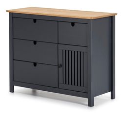Comò, 100 x 40 x 80 cm, in legno di pino con finitura antracite e naturale | Collezione Bruna
