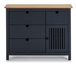 Comò, 100 x 40 x 80 cm, in legno di pino con finitura antracite e naturale | Collezione Bruna