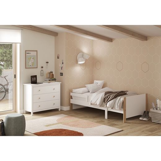 Comodino, 100 x 40 x 80 cm, in legno di pino bianco | Collezione Max