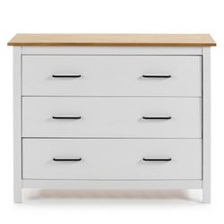 Comodino, 100 x 40 x 80 cm, in legno di pino bianco e naturale | Collezione Miranda