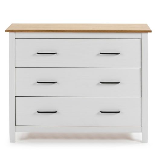 Comodino, 100 x 40 x 80 cm, in legno di pino bianco e naturale | Collezione Miranda