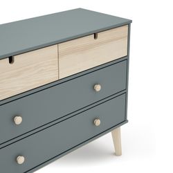 Cómoda, 100 x 40 x 81 cm, de madera de pino en verde y natural  | Colección Estefania