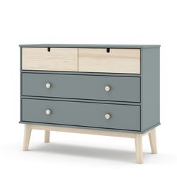 Cómoda, 100 x 40 x 81 cm, de madera de pino en verde y natural  | Colección Estefania