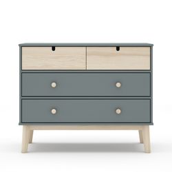 Cómoda, 100 x 40 x 81 cm, de madera de pino en verde y natural  | Colección Estefania