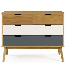 Cómoda, 100 x 40 x 82 cm, de madera de pino en natural, blanco y gris  | Colección Cusco