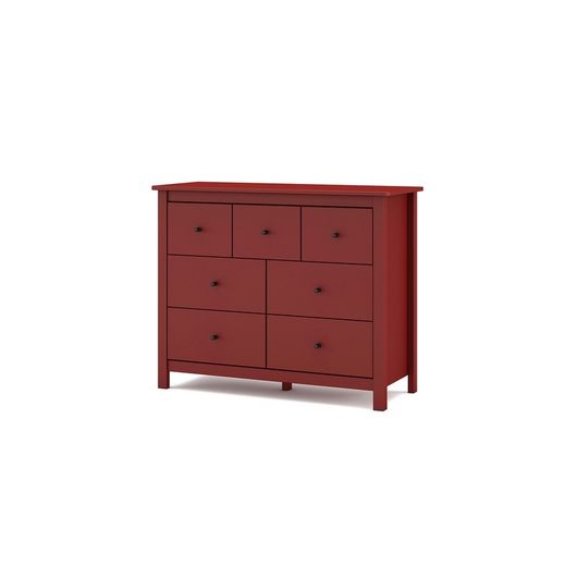 Comodino, 110 x 40 x 80 cm, in legno di pino con finitura granata | Collezione Misti