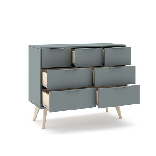 Comodino, 120 x 40 x 83 cm, in legno verde | Collezione Pisco