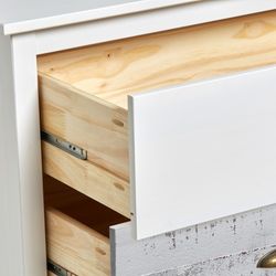 Comò, 130 x 45 x 80 cm, in legno di pino bianco e grigio | Collezione Romantica