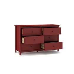 Comodino, 130 x 45 x 80 cm, in legno di pino color granata | Collezione Misti
