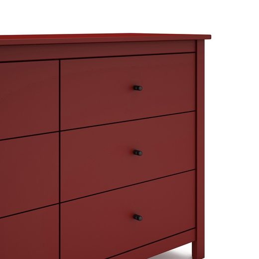 Comodino, 130 x 45 x 80 cm, in legno di pino color granata | Collezione Misti