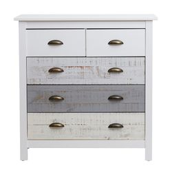 Comodino, 79 x 40 x 80 cm, in legno di pino bianco e grigio | Collezione Romantica