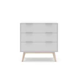 Cómoda, 80 x 40 x 83 cm, de madera de pino en blanco y natural  | Colección Campus