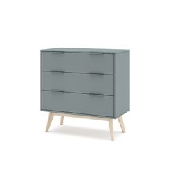 Comodino, 80 x 40 x 83 cm, in legno di pino verde e naturale | Collezione Pisco