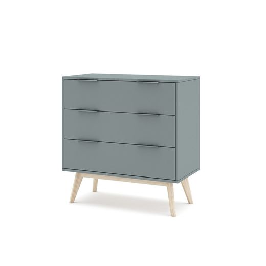 Comodino, 80 x 40 x 83 cm, in legno di pino verde e naturale | Collezione Pisco