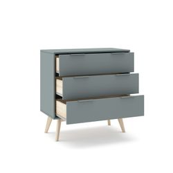 Comodino, 80 x 40 x 83 cm, in legno di pino verde e naturale | Collezione Pisco